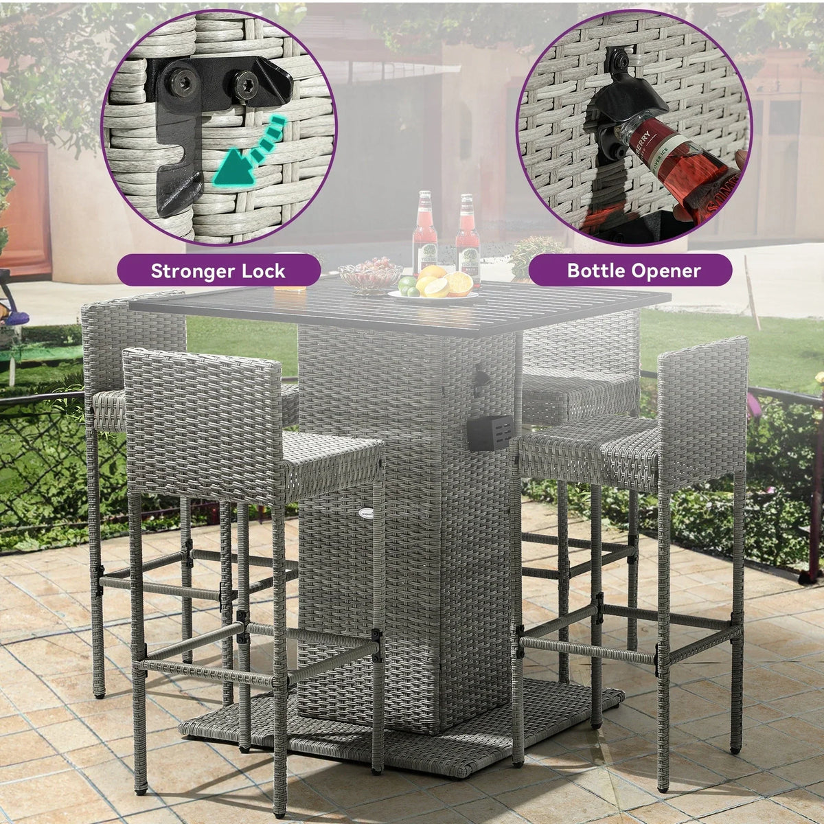 Moasis 5-teiliges Outdoor-Möbelset aus Rattan – 5-teilig