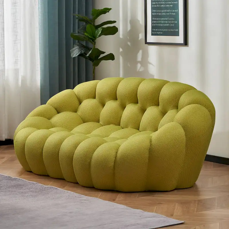 Sofá relax curvo Bubble de 2 lugares, em forma de favo de mel, com tecido têxtil 3D, para sala de estar, salão ou apartamento