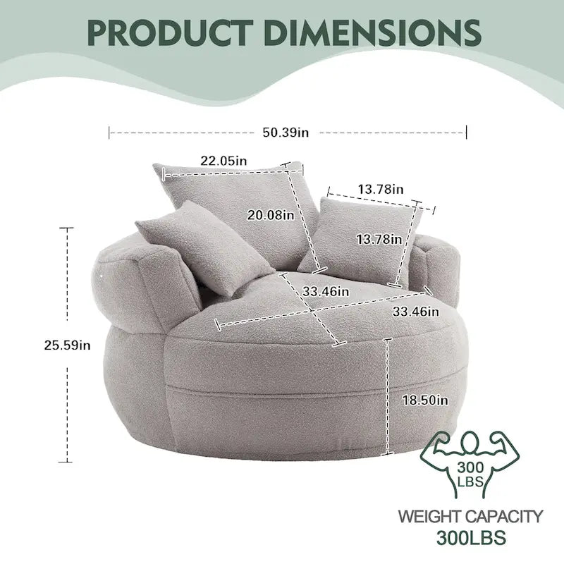 Runder Lazy-Sofa-Sessel -C Weiß/Blau/Grau/Gelb/Orange/Rosarot/Marineblau/Grün, Einzel- und Zweisitzer