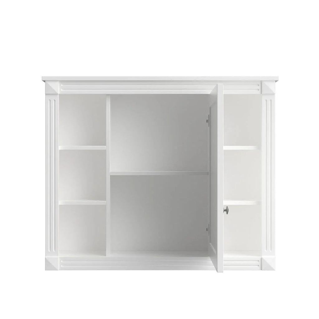 Moderne badkamermeubelset van 36 inch met wastafelblad, spiegelkast, 2 deuren en 2 laden