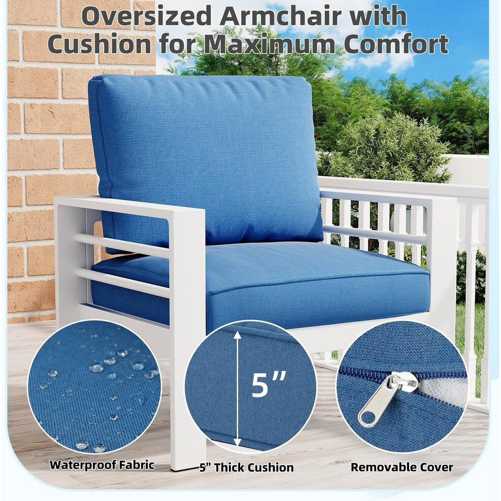 AECOJOY 7 Pieces Aluminum Patio Furniture Set Outdoor Conversation Set