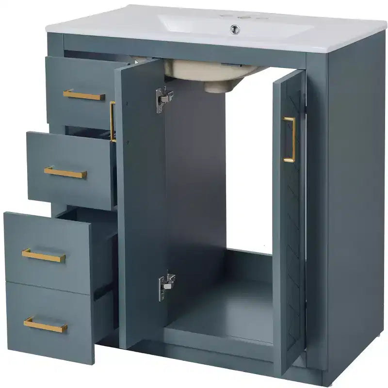 30 Single Sink Bathroom Vanity with Cabinet & 3 Drawers ??Black / Blue / Green / Indigo / White