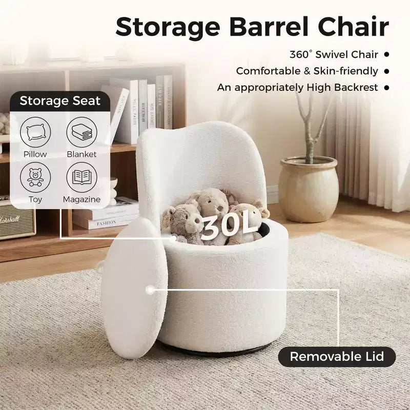 Cadeira giratória de toucador com arrumação, banco redondo estofado para maquilhagem com encosto, poltrona de destaque tipo barril, macia e almofadada, para quarto e sala de estar