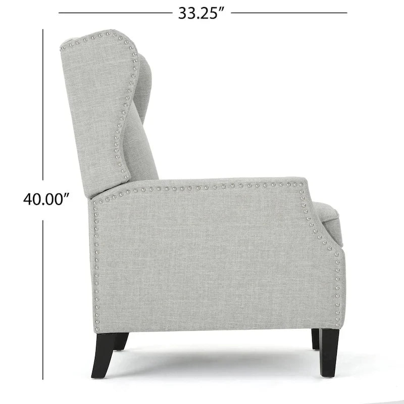 Fotel rozkładany typu wingback z mechanizmem push-back, tapicerowany, w klasycznym stylu, do salonu