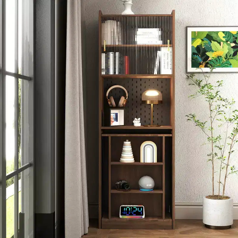 Tavolo da studio pieghevole moderno in legno Sinclair GDFStudio da 36" con spazio portaoggetti