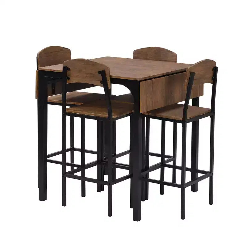 Conjunto de mesa de jantar Whisen Farmhouse de 5 peças, com altura de bancada, tampo rebatível e cadeiras de jantar