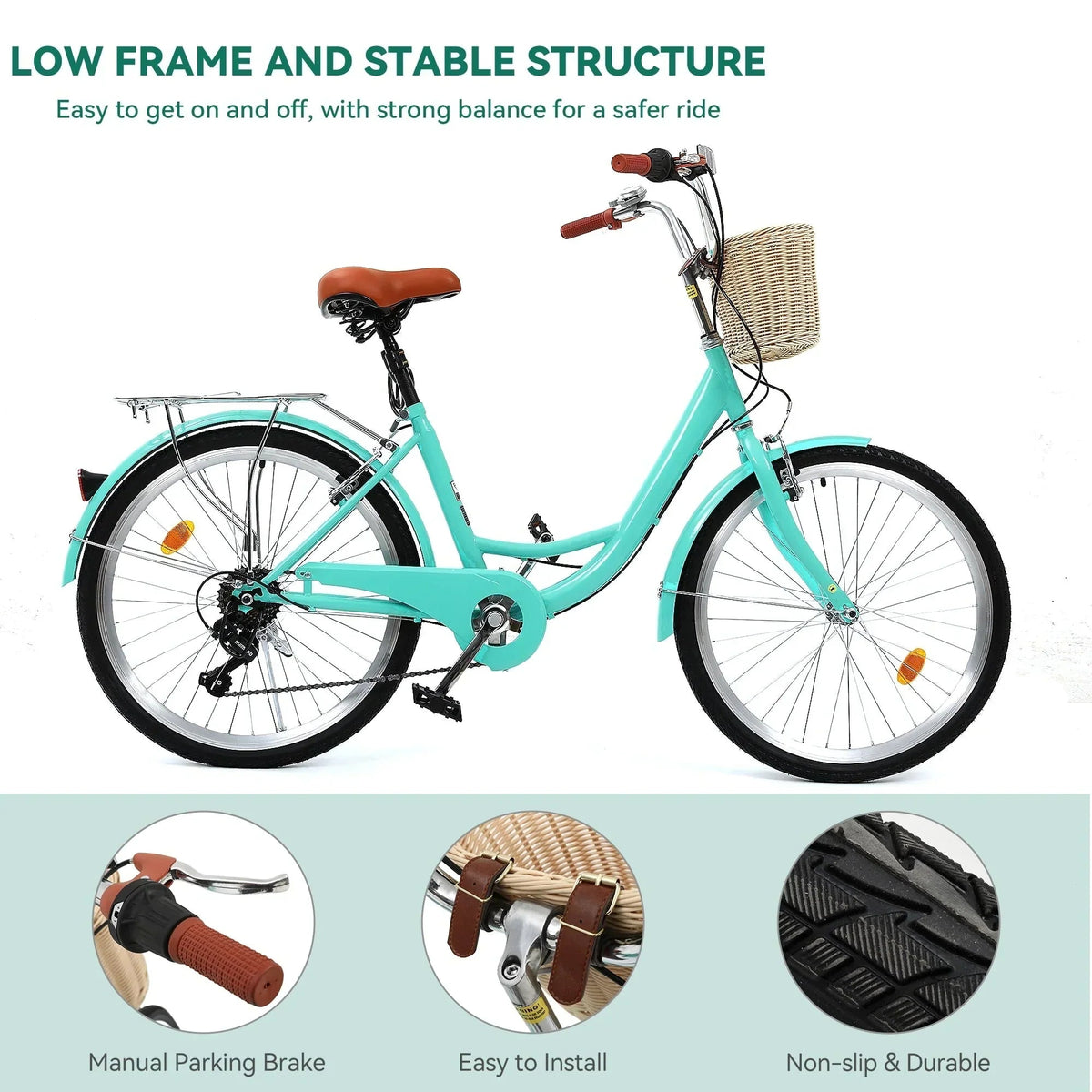 Moasis24/ 26 7rychlostní městské kolo Cruiser s nastavitelným rámem pro pohodlný nástup, kolo na dojíždění