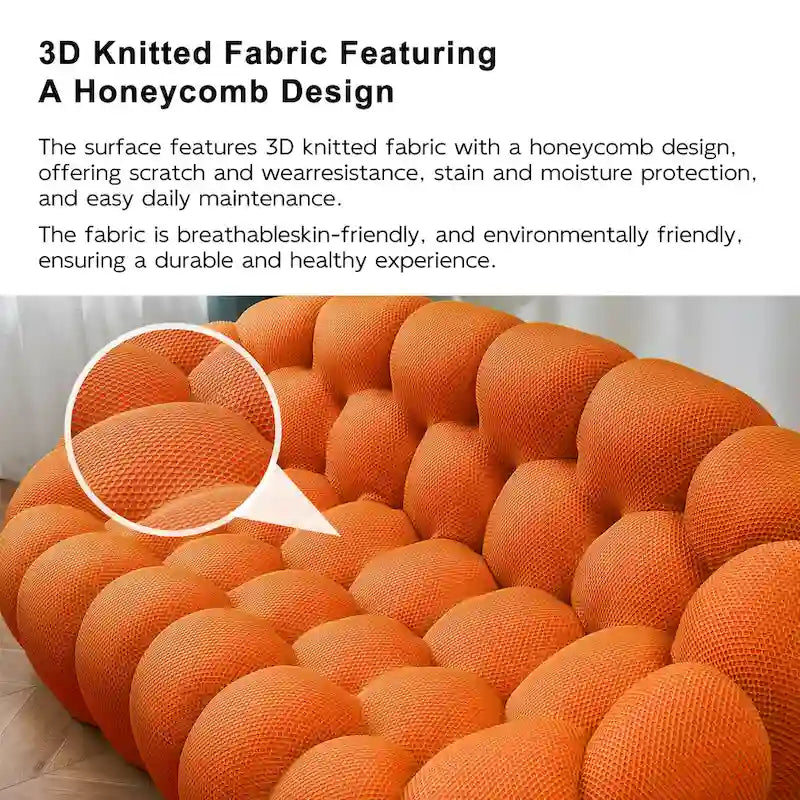 Sofá relax curvo Bubble de 2 lugares, em forma de favo de mel, com tecido têxtil 3D, para sala de estar, salão ou apartamento