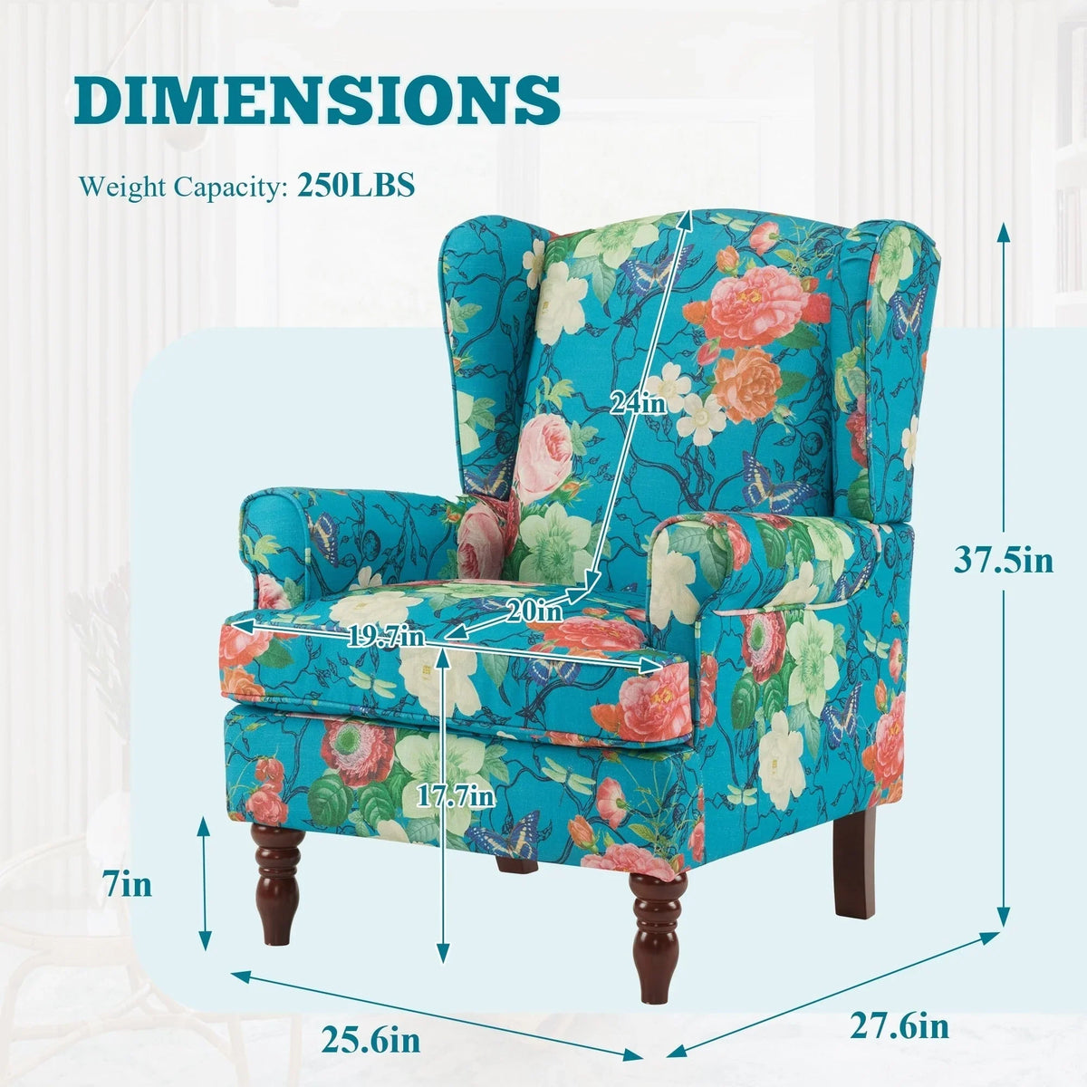 Fauteuil d’appoint moderne Erommy, fauteuil à dossier haut, canapé une place en tissu rembourré avec boutons et pieds en bois pour le salon