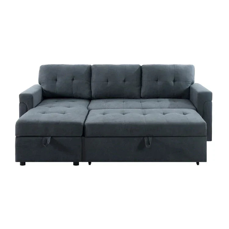 Convertible Reversible Sectional Sofa with Pull-Out Sleeper Bed, Hidden Storage Chaise, and Durable Legs