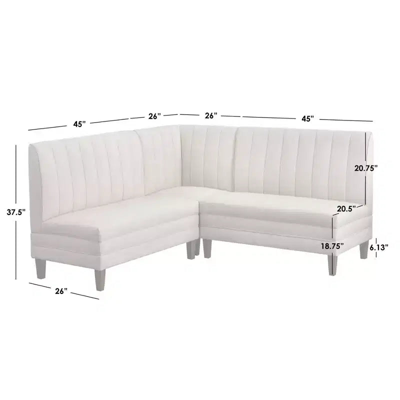 Conjunto de jantar banquette Kerrington de 4 peças Lifestorey, com encosto canelado, nogueira/creme: tecido com aspeto de linho, mesa com pé central