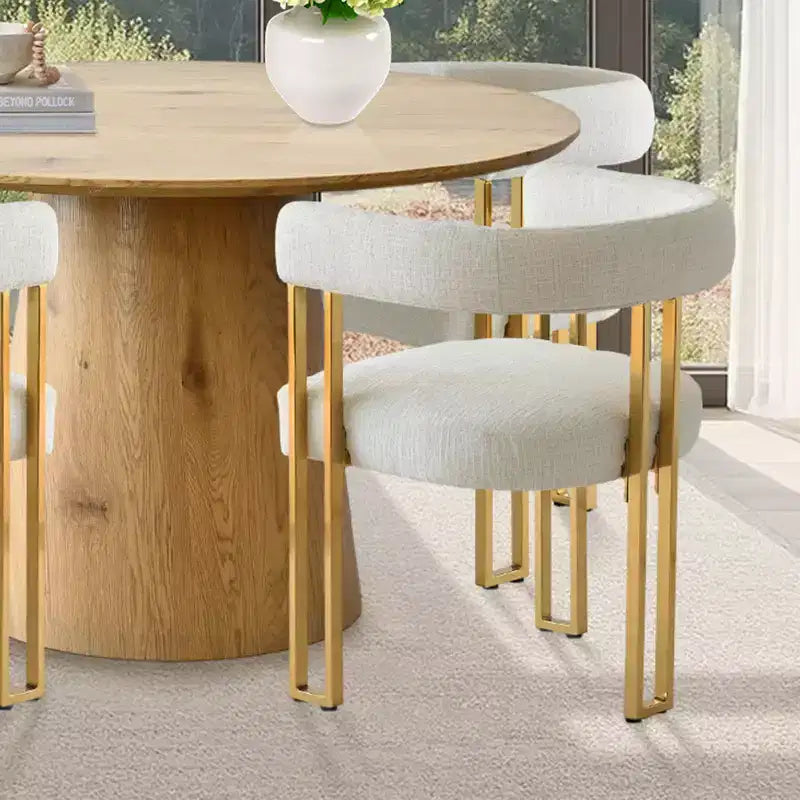 Rozkládací kulatá až oválná jídelní souprava se 4 sametovými křesílky, moderní design s podstavcem, pro až 8 osob-Panipeachy