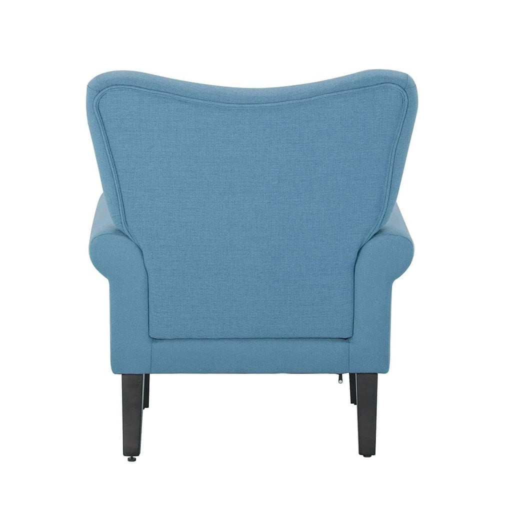 Fauteuil d’appoint moderne Erommy, fauteuil à dossier haut, canapé une place en tissu rembourré avec boutons et pieds en bois pour le salon