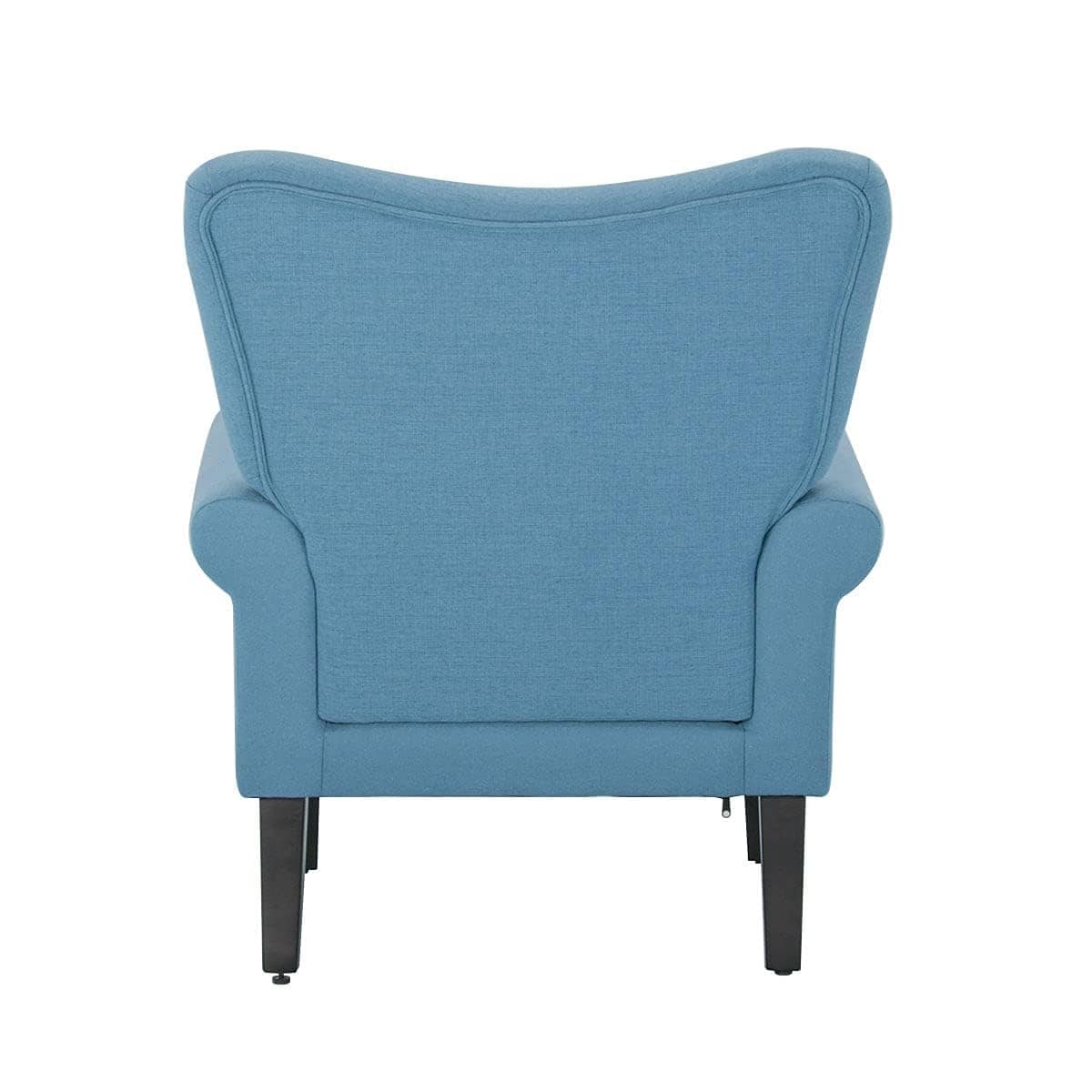 Fauteuil d’appoint moderne Erommy, fauteuil à dossier haut, canapé une place en tissu rembourré avec boutons et pieds en bois pour le salon