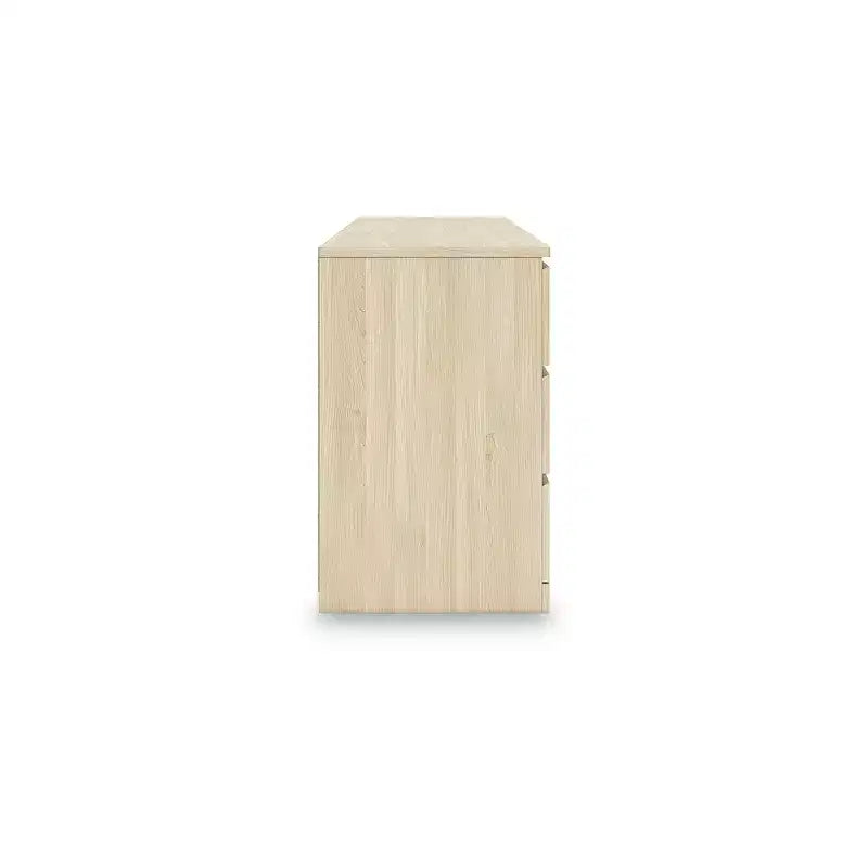 Moderní komoda Signature Design by Ashley Onita se 6 zásuvkami, komoda s povrchovou úpravou z přírodního hnědého dřeva a designem bez kování