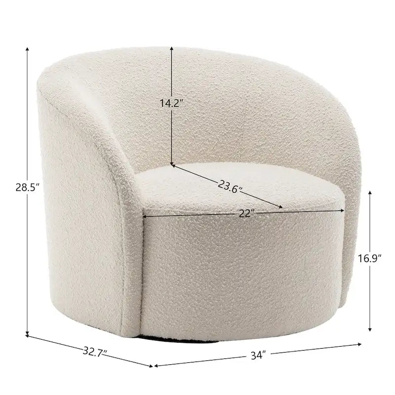 Poltrona barrel girevole imbottita KINWELL larga 34 (set di 2)