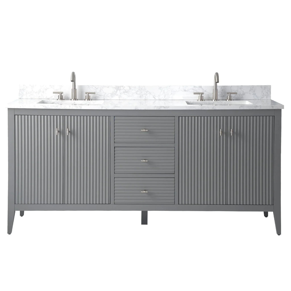 Mobile bagno Vanity Art 72 con doppio lavabo e piano in marmo composito