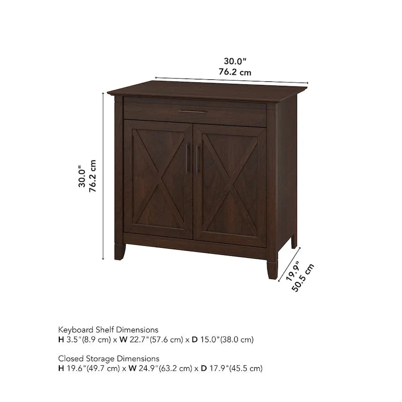Bureau secrétaire Key West avec meuble de rangement, par Bush Furniture