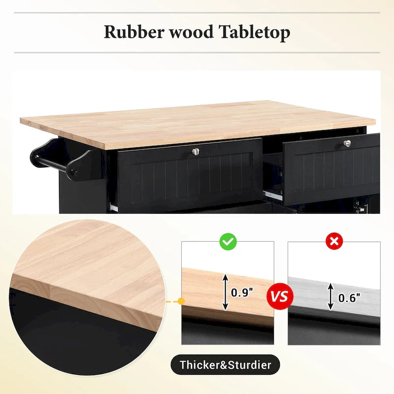 Conjunto de ilha de cozinha TOPMAX com aba rebatível e 2 lugares, conjunto de mesa de jantar com prateleira ajustável, gavetas e toalheiro