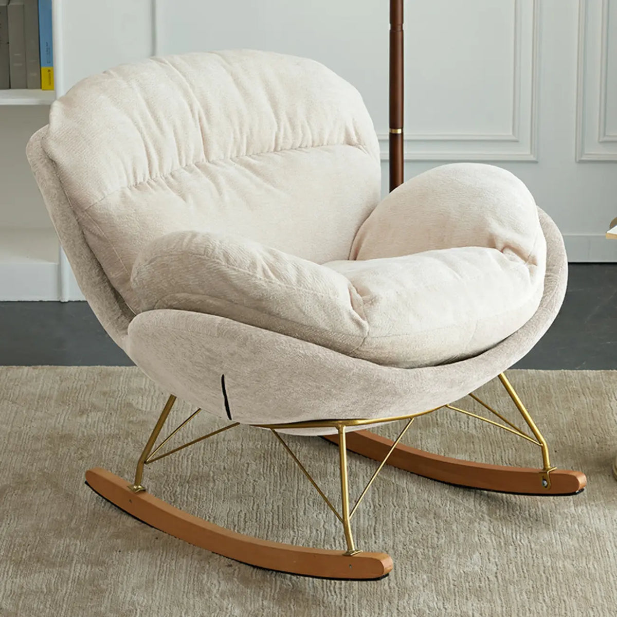 Modern Velvet Ergonomic Upholstered Rocking Chair for Nursery