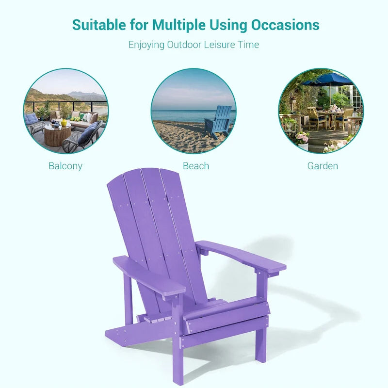 Conjunto de 4 cadeiras Adirondack de exterior em madeira resistente às intempéries Bonosuki