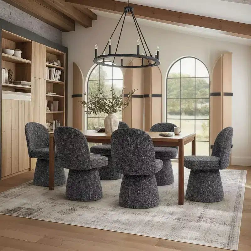 Sada 6 moderních otočných jídelních židlí bez područek s otočením o 360° a podstavcem ve stylu podstavce, elegantní akcentní židle do kuchyně, jídelny nebo kanceláře -Panipeachy