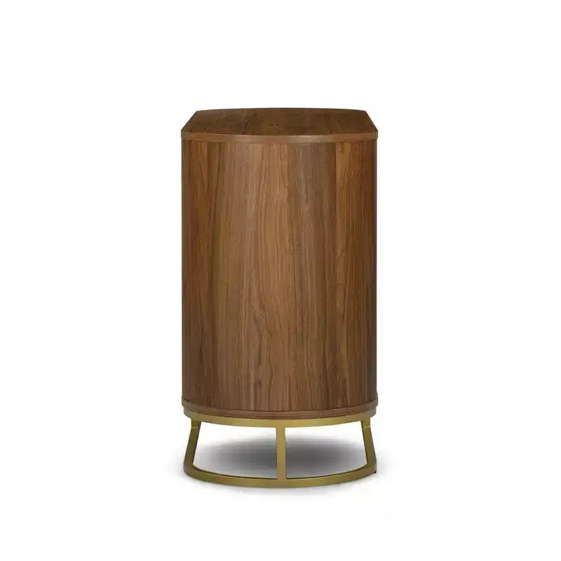 Cómoda moderna com 6 gavetas, design de bordo natural, base metálica e construção durável em madeira mista