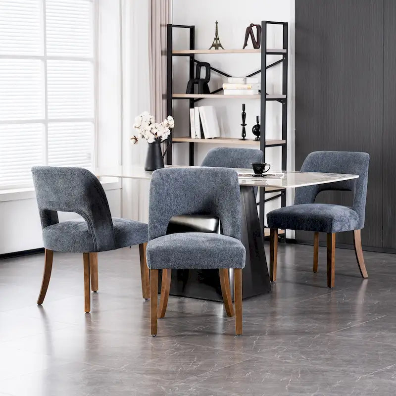 Conjunto de 4 cadeiras de jantar estofadas em tecido