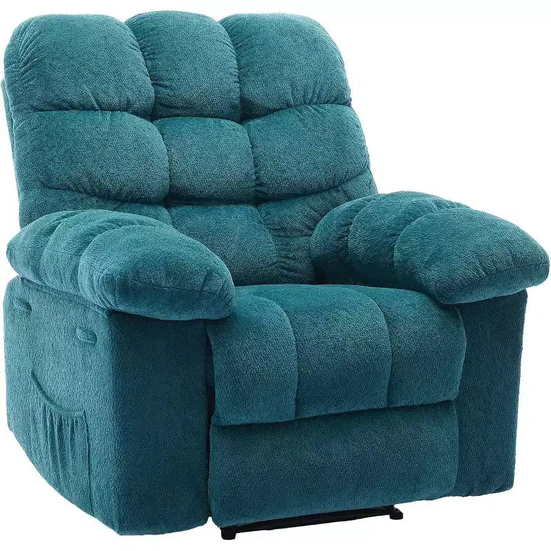 Cadeirão reclinável manual, com tecido ergonómico e respirável e bolsos laterais, sofá individual, adequado para a sala de estar ou o quarto