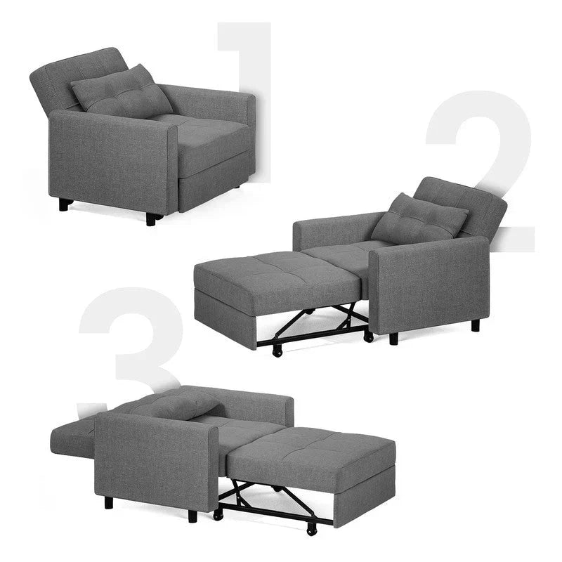 Sofá-cama ajustável 3 em 1, sofá-cadeira extraível, cama dobrável convertível para a sala de estar