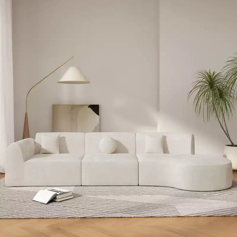 140-Zoll-modernes gebogenes Ecksofa mit Chaiselongue, 3-teiliges Set, für das Wohnzimmer