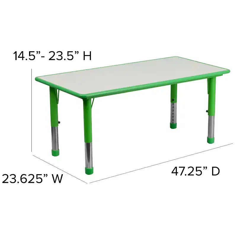 Rechteckiges, höhenverstellbares Aktivitätstisch-Set aus Kunststoff von Emma und Oliver, 23,625 W × 47,25 L, mit 6 Stühlen