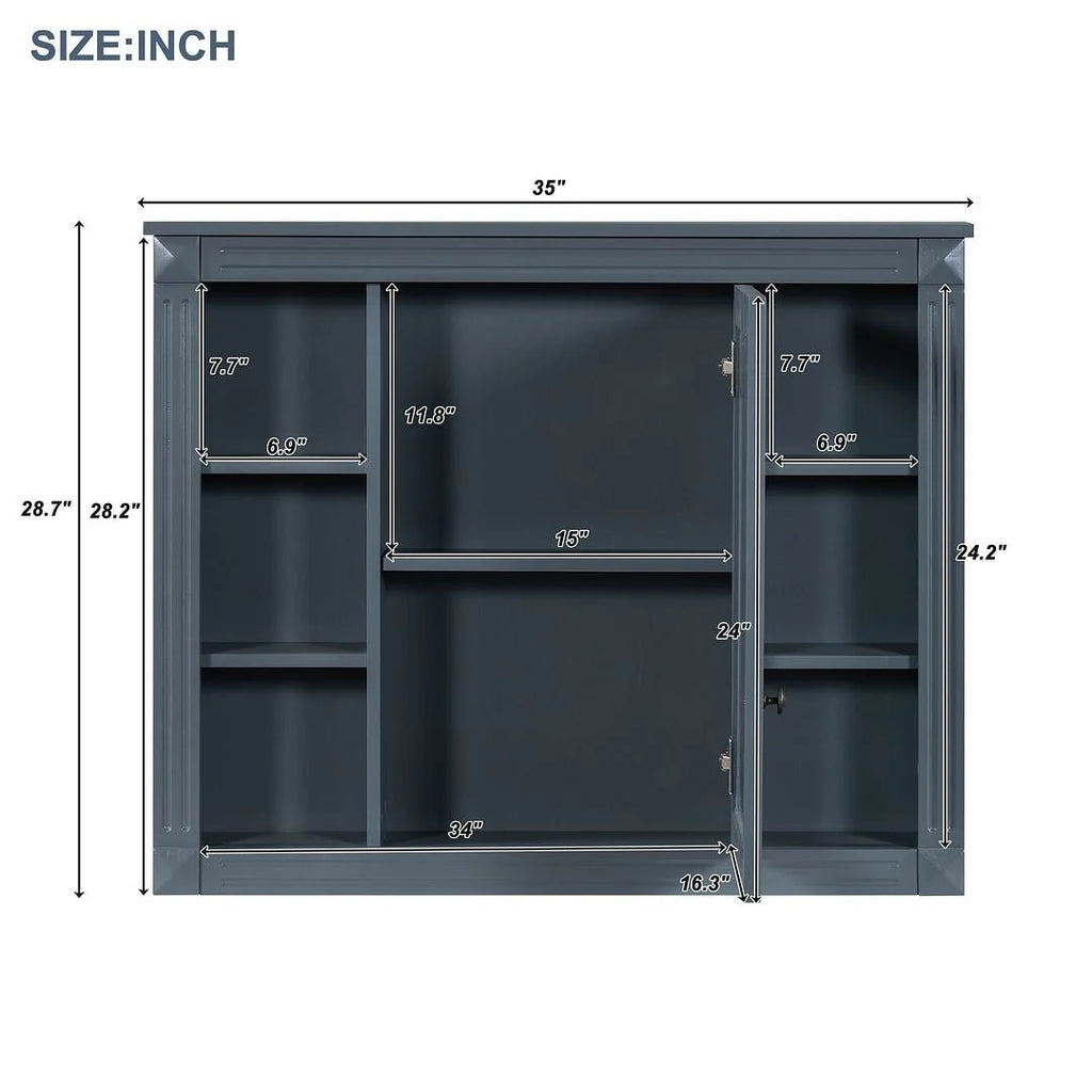 Moderne badkamermeubelset van 36 inch met wastafelblad, spiegelkast, 2 deuren en 2 laden