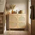 Sapateiro Karl Home com painel de rotim, 2 gavetas e 4 gavetas basculantes, em aglomerado de madeira, 41.34 W