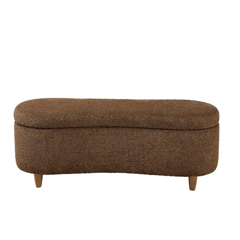 Banco de arrumação INK+IVY Bailey em bouclé taupe com tampo rebatível
