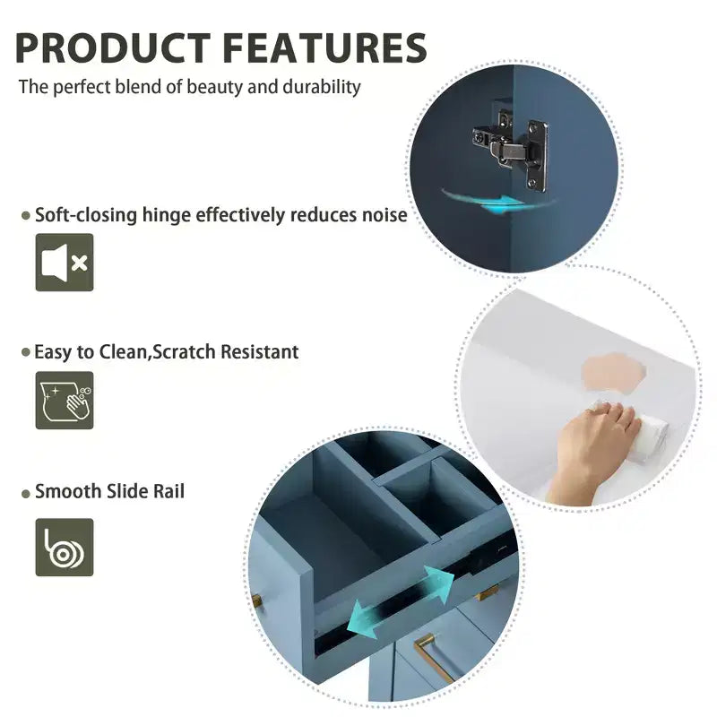 30 Single Sink Bathroom Vanity with Cabinet & 3 Drawers ??Black / Blue / Green / Indigo / White