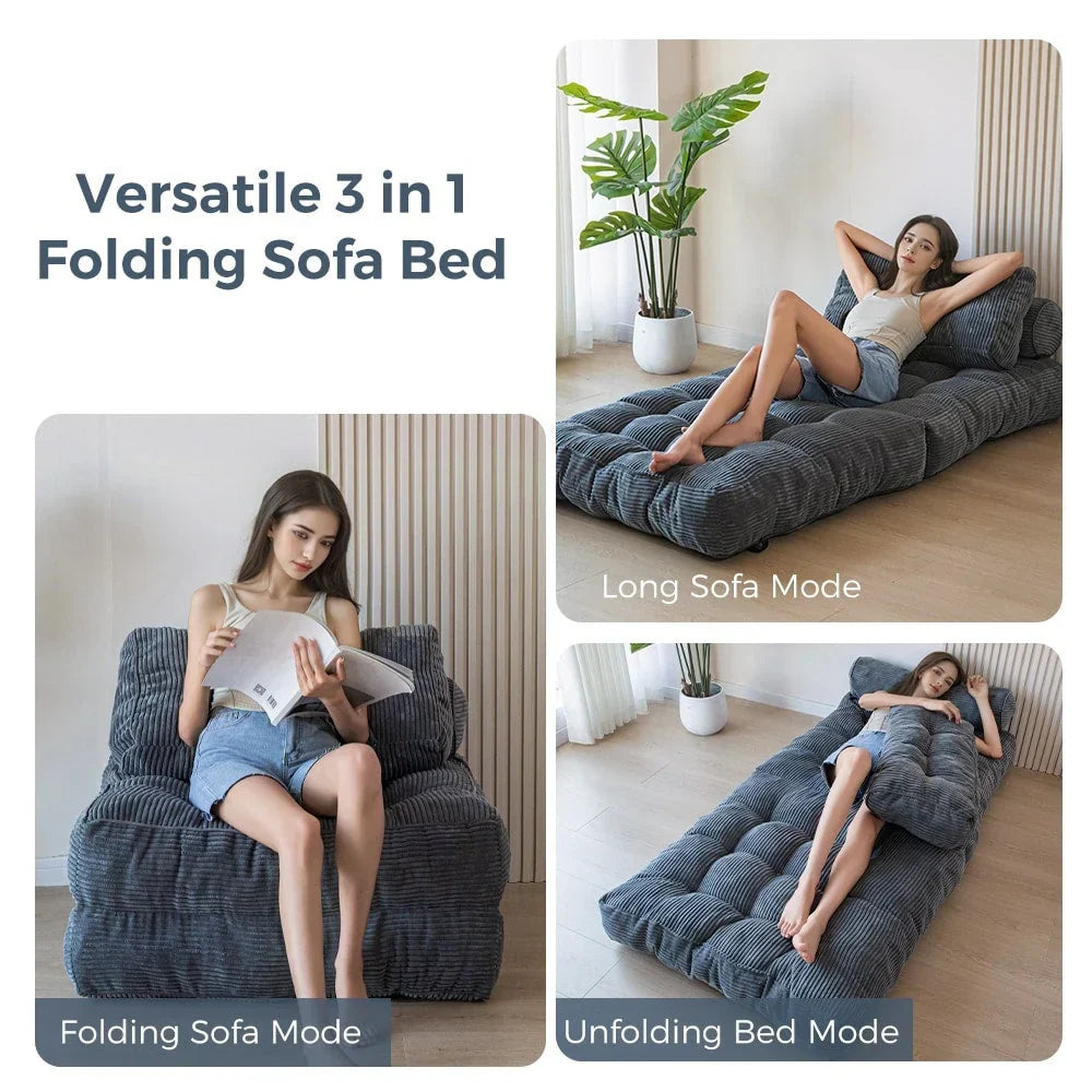 8 Cord-Sofa zum Zusammenklappen, Schlafsofa, Einzel