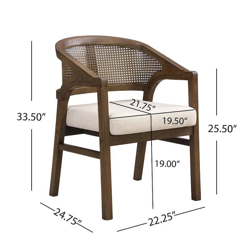 Christopher Knight Home — tapicerowane krzesło do jadalni z trzcinowym oparciem (zestaw 2 szt.)
