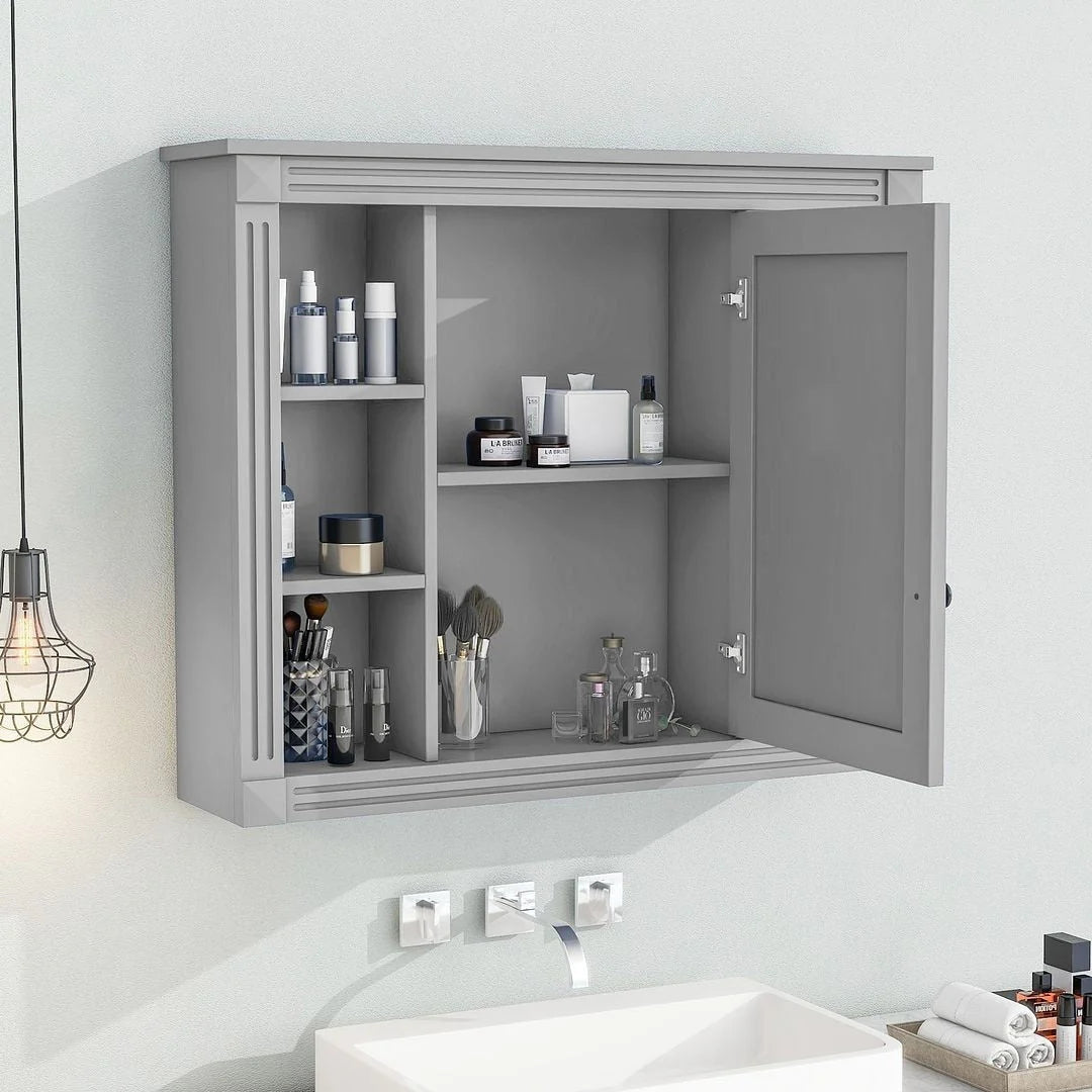 Moderne badkamermeubelset van 36 inch met wastafelblad, spiegelkast, 2 deuren en 2 laden