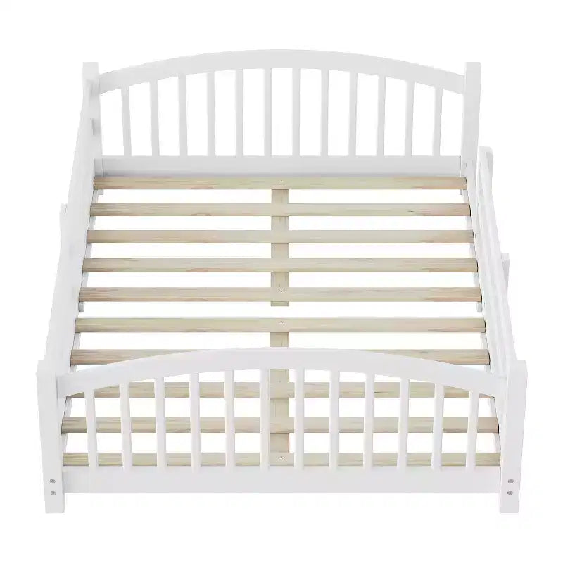 Lit Montessori bas Luxystar, taille double, avec barrières de sécurité et tête de lit