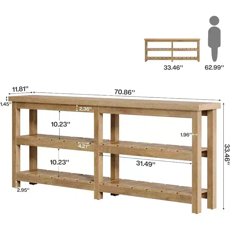Mesa de consola Tribesigns extra longa de 70.86, mesa de entrada estilo quinta com 3 níveis, mesa de sofá de madeira atrás do sofá para sala de estar, corredor e hall de entrada