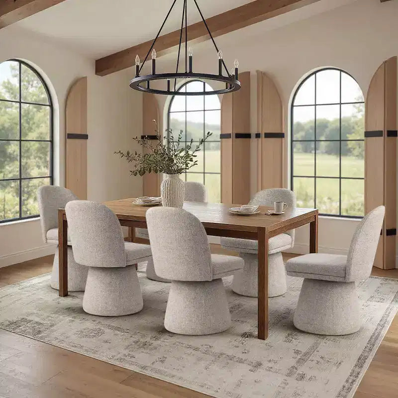 Sada 6 moderních otočných jídelních židlí bez područek s otočením o 360° a podstavcem ve stylu podstavce, elegantní akcentní židle do kuchyně, jídelny nebo kanceláře -Panipeachy