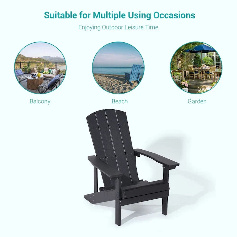 Conjunto de 4 cadeiras Adirondack de exterior em madeira resistente às intempéries Bonosuki