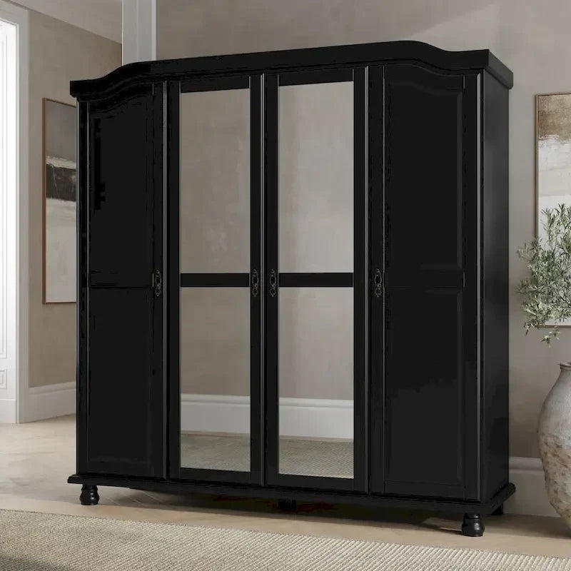 Guarda-roupa de 4 portas Kyle da Palace Imports, 100% em madeira maciça, com portas de madeira maciça ou espelhadas
