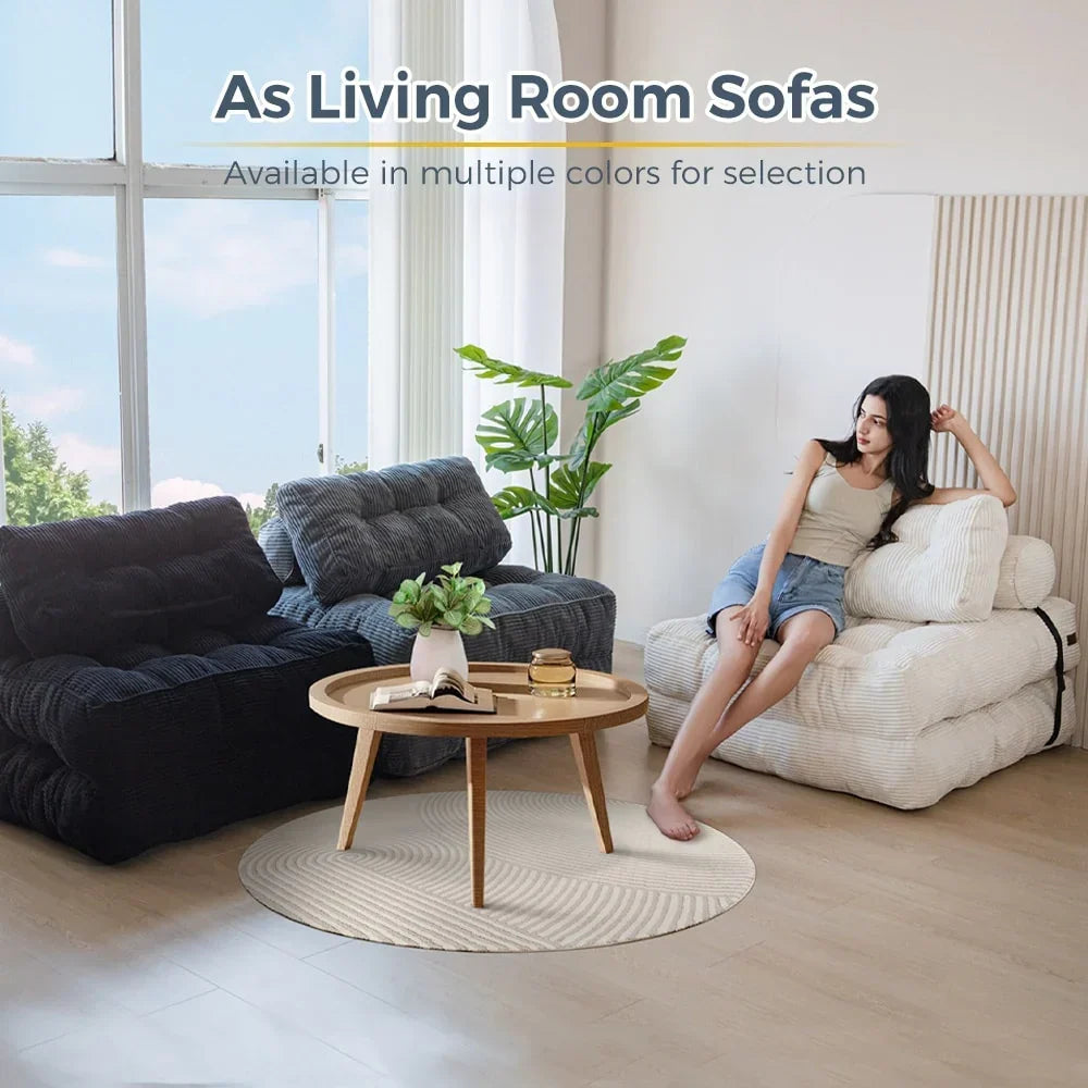 8 Cord-Sofa zum Zusammenklappen, Schlafsofa, Einzel