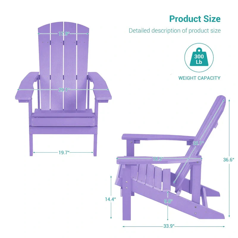 Conjunto de 4 cadeiras Adirondack de exterior em madeira resistente às intempéries Bonosuki