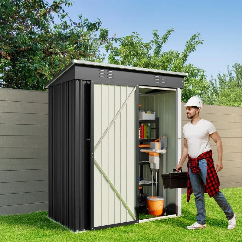Metallgerätehaus für den Außenbereich, Gartengerätehaus mit abschließbarer Tür für Gartenmöbel und Werkzeuge