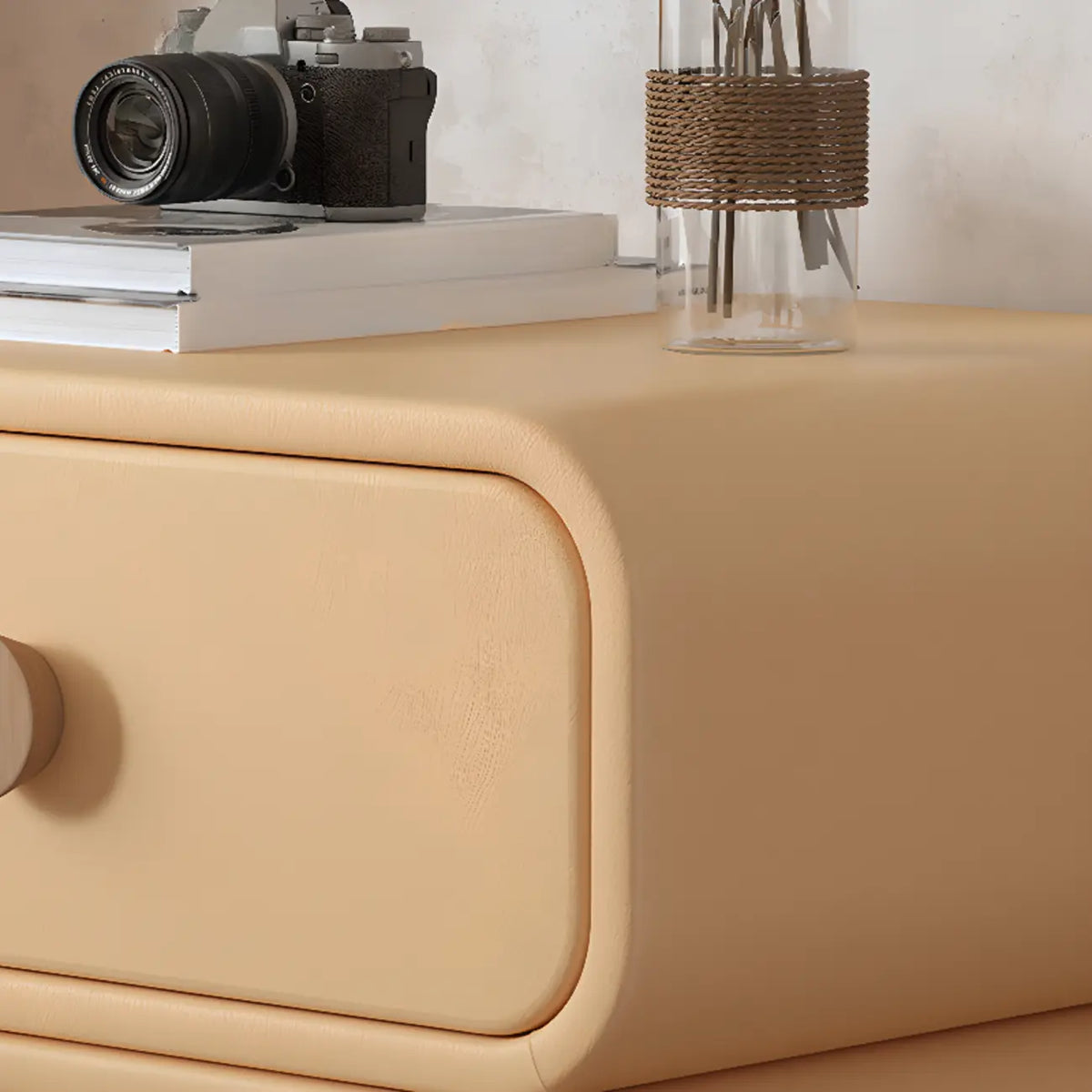 Mesa de cabeceira escandinava Pleather com acabamento em pele sintética