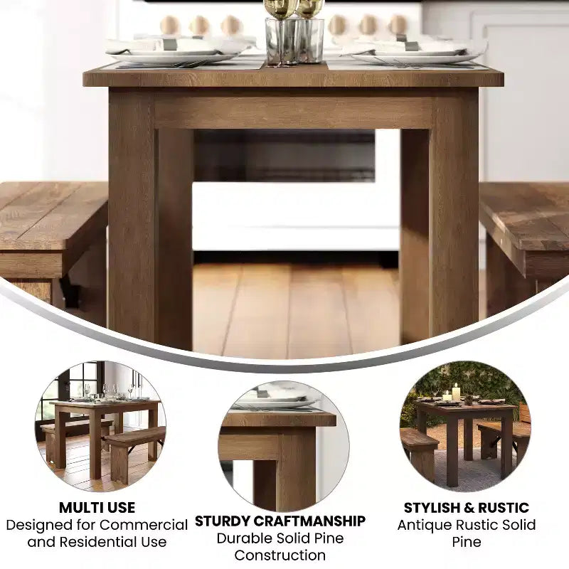 Tavolo da pranzo rettangolare in pino massello Flash Furniture, 46 x 30