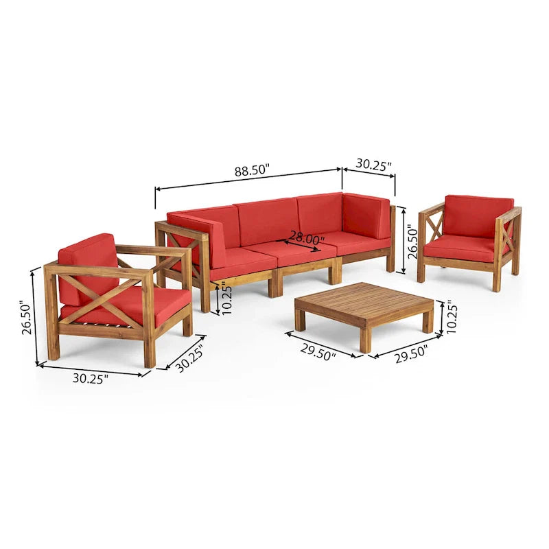 Set da conversazione da esterno Brava in legno di acacia, 6 pezzi, di Christopher Knight Home